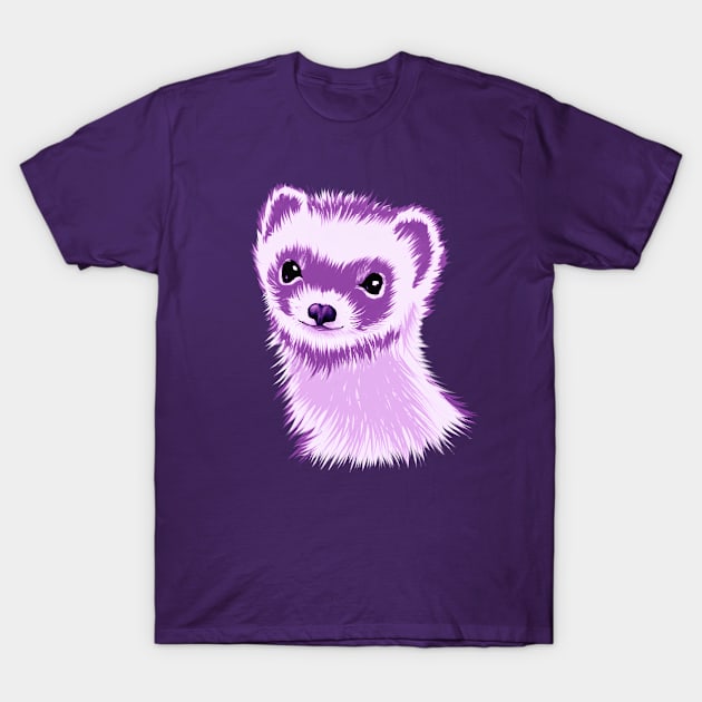 Ferret Cuteness In Purple T-Shirt by Boriana Giormova